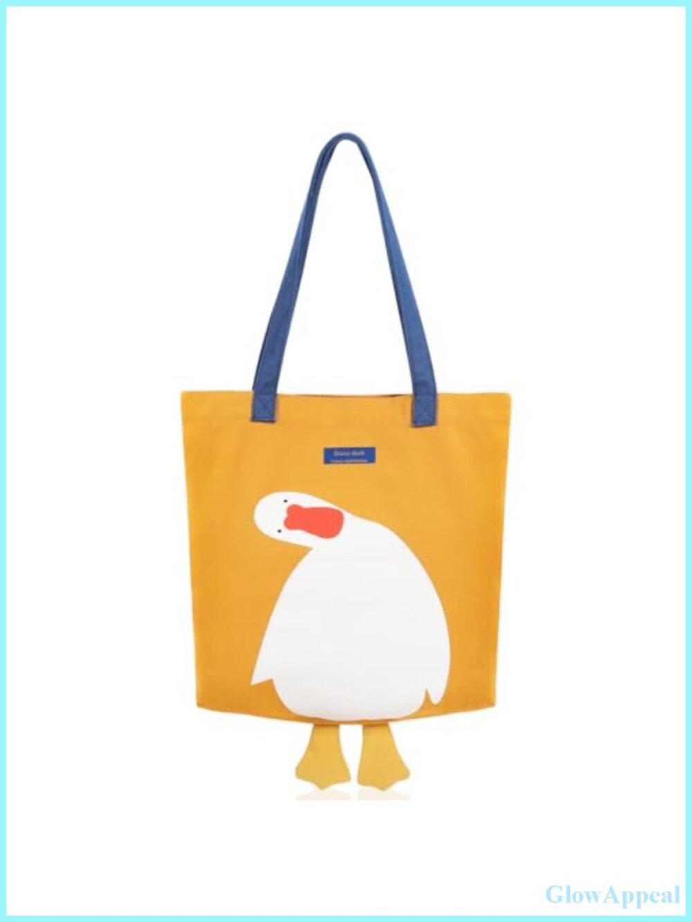Canvas Tote Bag Reusable Cotton Grocery Shopping Beach 3D Duck Design